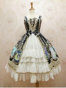 Crystal Rabbit Series Chiffon Printing Sweet Lolita Sling Dress