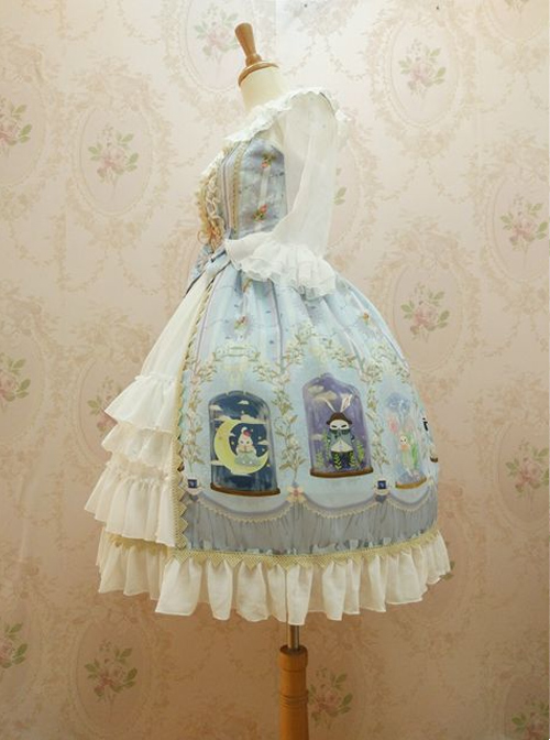 Crystal Rabbit Series Chiffon Printing Sweet Lolita Sling Dress