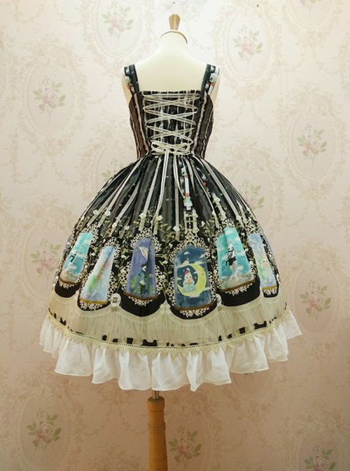 Crystal Rabbit Series Chiffon Printing Sweet Lolita Sling Dress