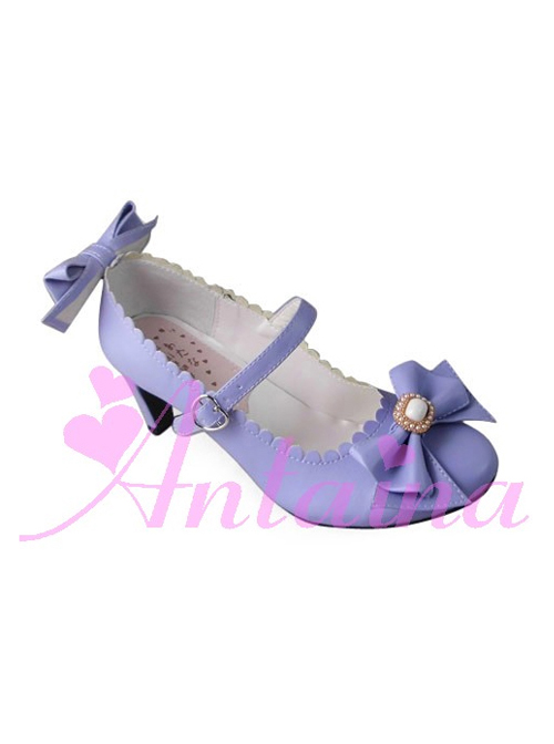 Purple Matte Bowknot Sweet Lolita Lovely Bride High Heel Shoes