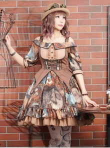 Rabbit Teeth ,Dream Pointer~ Steampunk Lolita Summer Mid-length sleeves OP Dress -The 2nd Round Pre-order