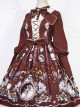 The Opera House at Midnight ~Lolita Stand Collar Long Sleeves OP Dress~Wine