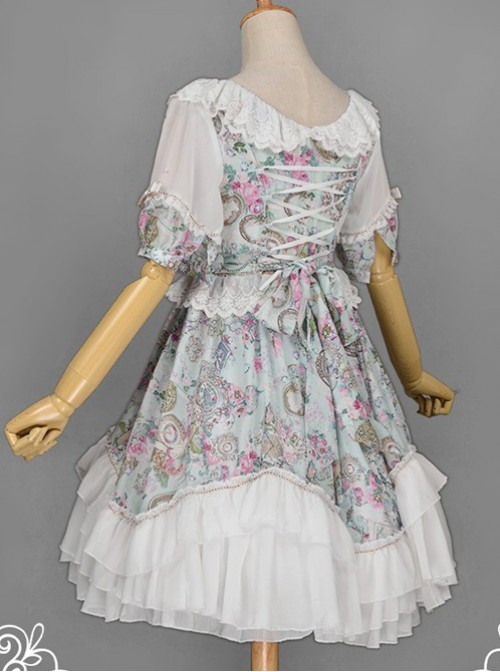 Neverland Lolita Antique Clock Sweet Lolita Puff Sleeves OP Dress