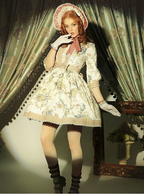 Classical Puppets,Victoria Garden~ Peter Pan Collar Classic Lolita OP Dress