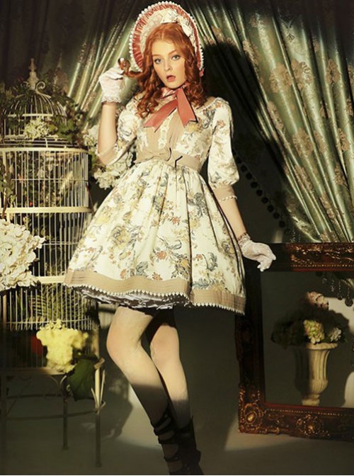 Classical Puppets,Victoria Garden~ Peter Pan Collar Classic Lolita OP Dress