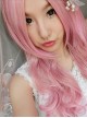 Sweet Pink with Gold Long Curls Lolita Wig