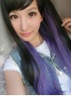 Black Purple Long Curls Lolita Wig