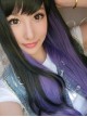 Black Purple Long Curls Lolita Wig