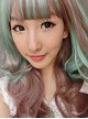 Cyan Rosy Brown Curls Lolita Short Wig