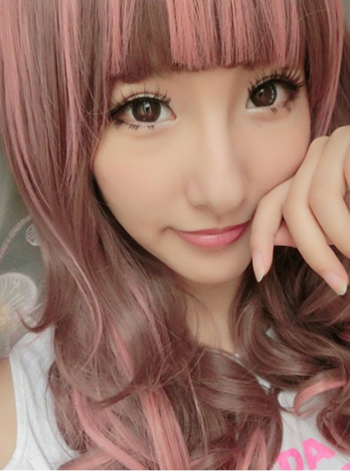 Ayumi Palre Red Pink Curls Loita Wig