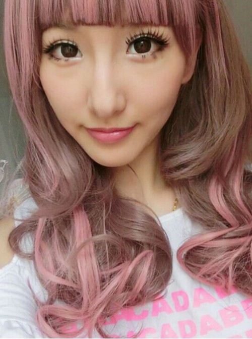 Ayumi Palre Red Pink Curls Loita Wig