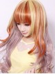 Sweet Housemaid Brown Light Yellow Rosy Brown Long Curls Cosplay Wig