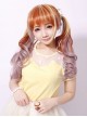 Sweet Housemaid Brown Light Yellow Rosy Brown Long Curls Cosplay Wig