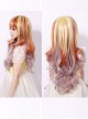 Sweet Housemaid Brown Light Yellow Rosy Brown Long Curls Cosplay Wig