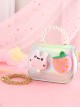 Cute Cotton Velvet Rabbit Strawberry Shiny PU Leather Pearl Sweet Lolita Kids Handheld Crossbody Chain Bag