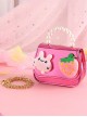 Cute Cotton Velvet Rabbit Strawberry Shiny PU Leather Pearl Sweet Lolita Kids Handheld Crossbody Chain Bag