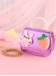 Cute Cotton Velvet Rabbit Strawberry Shiny PU Leather Pearl Sweet Lolita Kids Handheld Crossbody Chain Bag