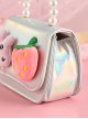 Cute Cotton Velvet Rabbit Strawberry Shiny PU Leather Pearl Sweet Lolita Kids Handheld Crossbody Chain Bag