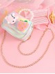 Cute Cotton Velvet Rabbit Strawberry Shiny PU Leather Pearl Sweet Lolita Kids Handheld Crossbody Chain Bag