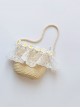 Small Fresh Mini Straw Lace Flower Classic Lolita Kids Messenger Bag