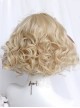 Light Gold Cute Retro Doll Wave Roll Air Bangs Classic Lolita Short Hair Wig