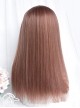 Oolong Peach Series Pink Round Face Natural Air Bangs Medium Long Straight Hair Classic Lolita Wig