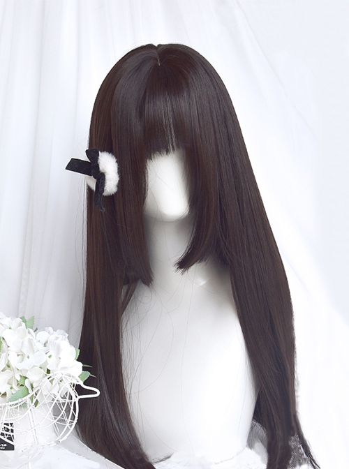 Natural Black Princess Cut Everyday Long Straight Hair Classic Lolita Wig