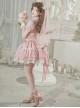 Butterfly Cross Dream Series Girls Turtleneck Solid Color Hollow Lace Bow-Knot Frenulum Short Sleeve Sweet Lolita Dress