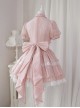 Butterfly Cross Dream Series Girls Turtleneck Solid Color Hollow Lace Bow-Knot Frenulum Short Sleeve Sweet Lolita Dress