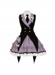 Black-Purple Cute Sweet Handsome Cool Metal Decoration Solitaire Bow-Knot Swallowtail Sleeveless Punk Lolita Dress