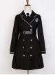 Solid Color Handsome Cool Metal Decoration Waist Belt Long Sleeve School Lolita Dresses