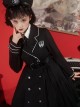 Solid Color Handsome Cool Metal Decoration Waist Belt Long Sleeve School Lolita Dresses