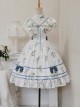 Ukiyo Flower Series Elegant Turtleneck Ruffle Print Lace Bow-Knot Frenulum Sleeveless Classic Lolita Dress