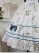 Ukiyo Flower Series Elegant Turtleneck Ruffle Print Lace Bow-Knot Frenulum Sleeveless Classic Lolita Dress