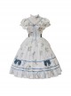 Ukiyo Flower Series Elegant Turtleneck Ruffle Print Lace Bow-Knot Frenulum Sleeveless Classic Lolita Dress