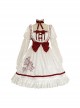 Red-White Elegant Bouquet Print With Polka Dots Bow-Knot Lantern Sleeve Beam Mouth Long Sleeve Classic Lolita Dress