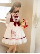 Red-White Elegant Bouquet Print With Polka Dots Bow-Knot Lantern Sleeve Beam Mouth Long Sleeve Classic Lolita Dress