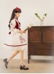 Red-White Elegant Bouquet Print With Polka Dots Bow-Knot Lantern Sleeve Beam Mouth Long Sleeve Classic Lolita Dress