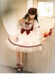 Red-White Elegant Bouquet Print With Polka Dots Bow-Knot Lantern Sleeve Beam Mouth Long Sleeve Classic Lolita Dress