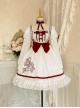 Red-White Elegant Bouquet Print With Polka Dots Bow-Knot Lantern Sleeve Beam Mouth Long Sleeve Classic Lolita Dress