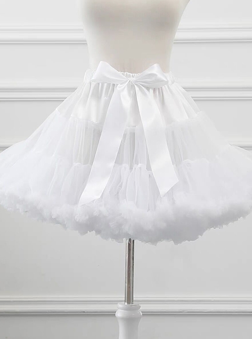 White Ultra Fluffy Daily Sweet Lolita Cropped Cloud Boneless Soft Yarn Petticoat