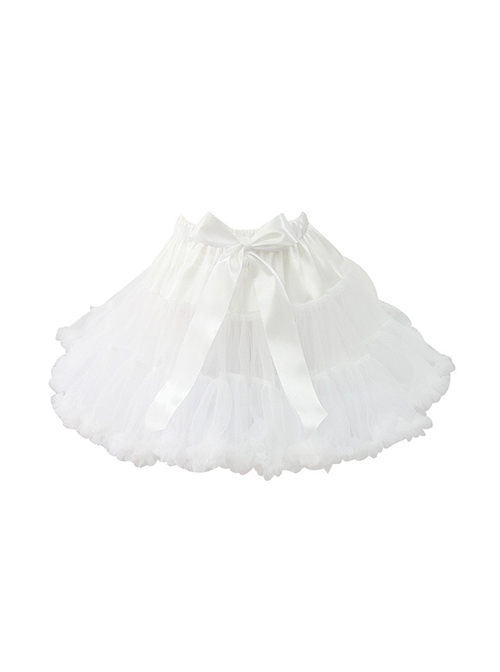 White Ultra Fluffy Daily Sweet Lolita Cropped Cloud Boneless Soft Yarn Petticoat