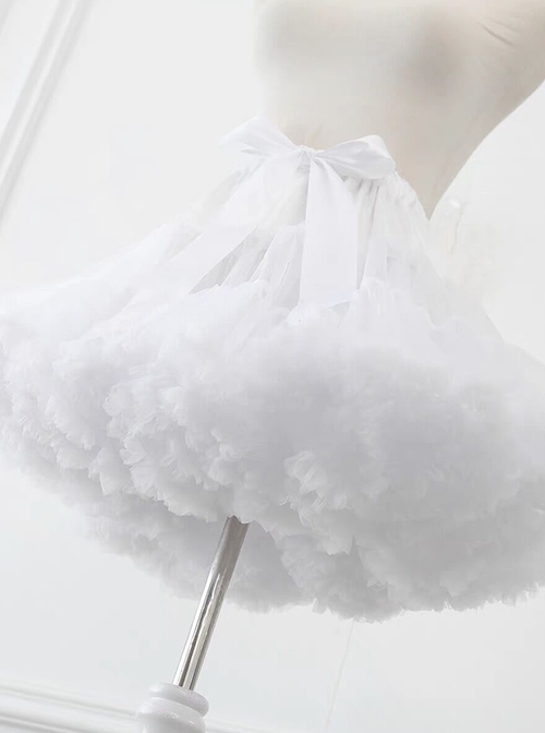 White Ultra Fluffy Daily Sweet Lolita Cropped Cloud Boneless Soft Yarn Petticoat