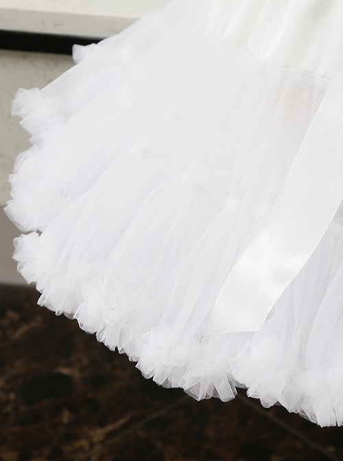 White Ultra Fluffy Daily Sweet Lolita Cropped Cloud Boneless Soft Yarn Petticoat