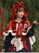 White Snow Concerto Fairy Tale White Border Decoration Velvet Sweet Lolita Bow-Knot Frenulum Short In Front And Long In Back Red Hooded Cloak