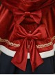 White Snow Concerto Fairy Tale White Border Decoration Velvet Sweet Lolita Bow-Knot Frenulum Short In Front And Long In Back Red Hooded Cloak