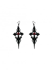 Gothic Dark Style Personalized Red Jewelry Decoration Lolita Black Cross Earrings