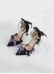 Black Romantic French Style Bow Knot Lace Trim Classic Lolita Pearl Decoration Pointed Toe High Heels