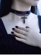 Gothic Black Wings Crucifix Metal Chain PU Halloween Goth Lolita Necklace