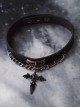 Gothic Black Wings Crucifix Metal Chain PU Halloween Goth Lolita Necklace